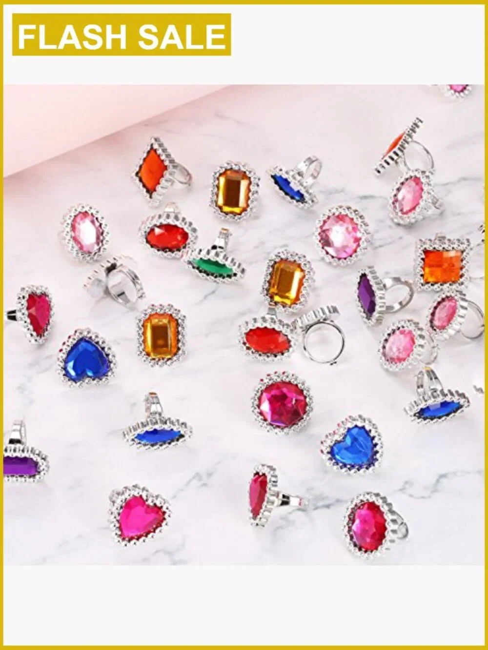 72 Pcs Adjustable Plastic Rings for Kids Dress Up